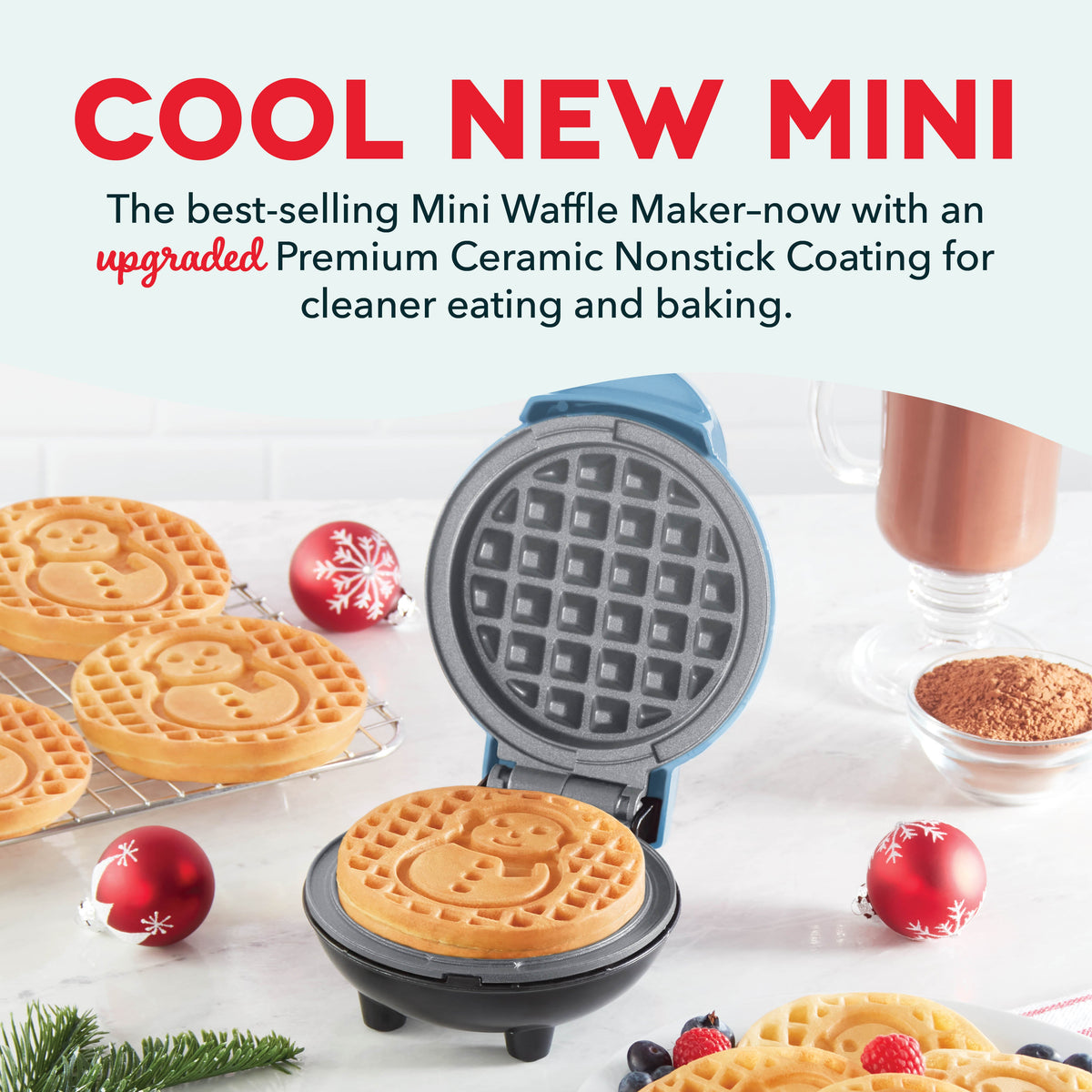 Ceramic Nonstick Snowman Mini Waffle Maker